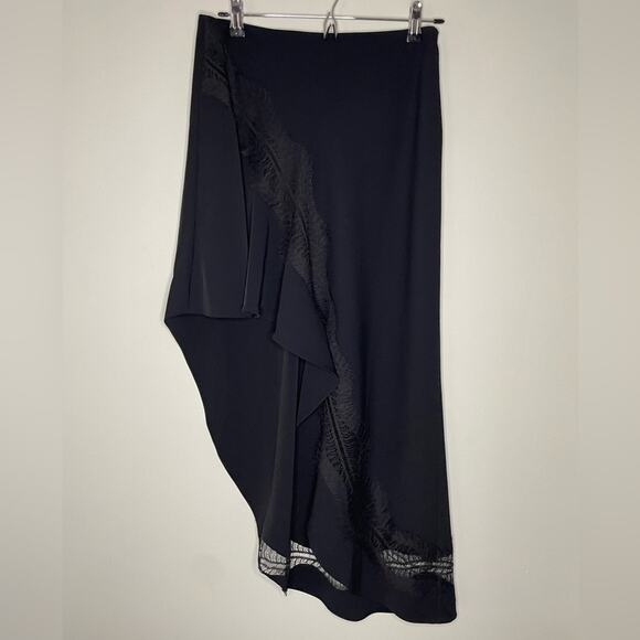 A.L.C. Dixie Black Asymmetrical Lace Ruffle Skirt Size 2 - Picture 7 of 12